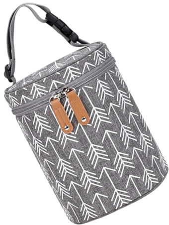 Milisten Insulated Baby Food Bottle Bag Portable Thermal Cooler Pouch with Handle Hanging for Stroller Nursing Mom Breast Milk Storage Organizer Gray