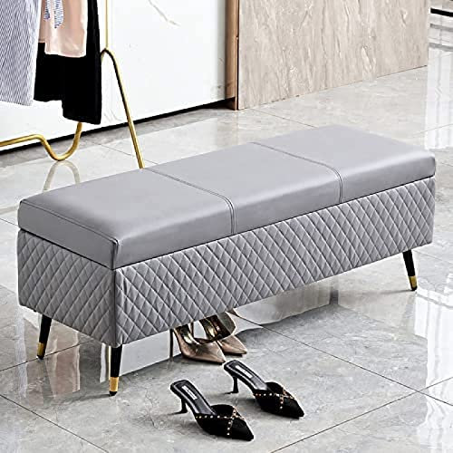 Hochwertige Leder-Aufbewahrungsbank für Schlafzimmer, Eingangsbereich, moderne gepolsterte Bettbank, stilvolles Sofa für Heimdekoration, multifunktionale Sitzlösung