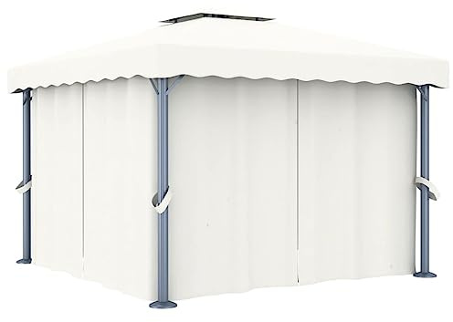 Générique Tonnelle avec Rideau 3x3 m Blanc crème Aluminium,Auvents & abris,32.22KG-3053377