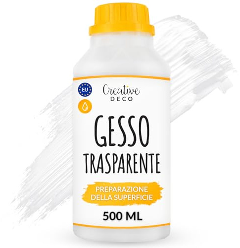 Creative Deco Professionell Klar Gesso | 500ml | Perfekte Grundierung für Malerei | Ideal Primer für Acryl-Farben, Öl-Farben, Pouring, Decoupage, Finnabair, Malfarbe | Grundfarbe-n
