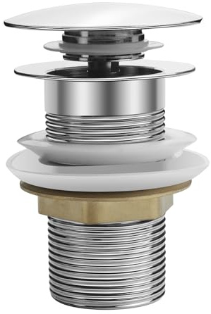 Desagüe Universal para Lavabo, válvula de desagüe para Lavabo y Lavabo, válvula desplegable de Acero Inoxidable, desagüe sin rebosadero, tapón de desagüe (Estilo Corto)