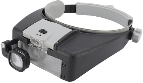 SIXRUN Verstellbare LED Kopfbandlupe mit Licht, elastisches Kopfband, Kopf Lupe für Handwerk, Basteln, Nähen und Reparatur