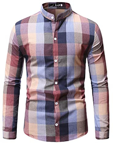 Chemise Homme Manches Longues Chemises a Carreaux Chemisette Décontractée Chemisier Oversize Tee Shirt Leger Tshirt de Mode T-Shirts Respirant Hauts Minimaliste Vêtements