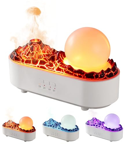 Crystal Ball Oil Diffuser with Jellyfish Mist & Simulated Volcano - Aroma Air Diffuser for Home, Essential Oils, Aromatherapy, Mist Humidifier with Mood Light