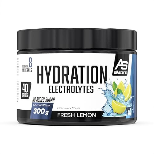 ALL STARS Hydration Electrolytes 300g, Fresh Lemon, ohne Zucker | Elektrolyte ohne Zucker, 9 Mineralstoffe, kalorienarmes Getränkepulver, 30 Portionen, köstlicher Geschmack