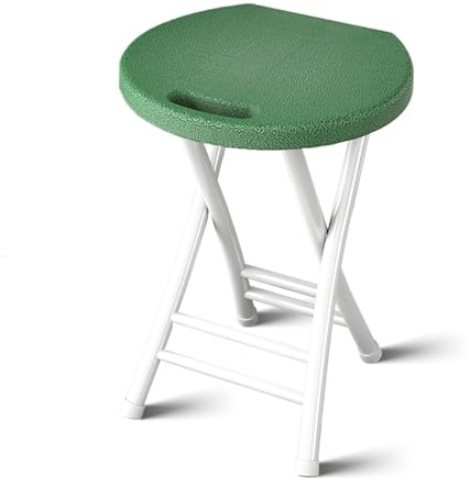 Sgabello pieghevole portatile per adulti, sedia in metallo da 48,3 cm con poggiapiedi, seduta in plastica leggera, ideale per interni ed esterni, maniglia per il trasporto, design compatto
