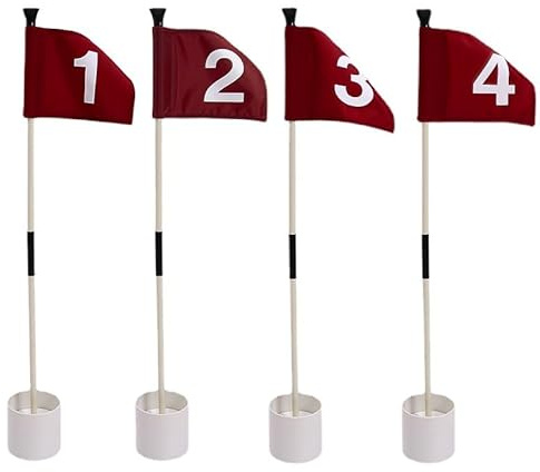 Golf Putting Green Flags, Detachable Golf Flagsticks and Hole Cup Set, 4Pcs Double-Sided Numbered 1-4, 83cm Height for Practice Training