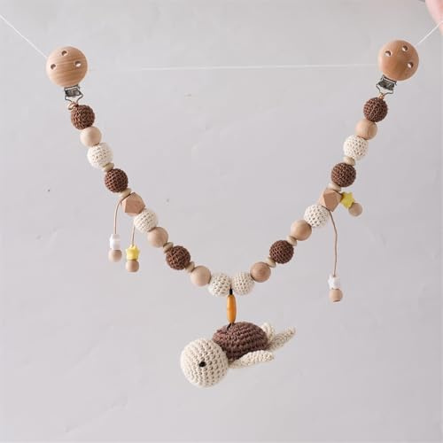 STARTONYOU Catena per passeggino in legno e silicone, giocattolo per carrozzina, tartarughe
