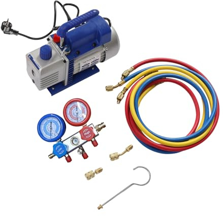 NIGORIY Pompa a vuoto da 180 W, set da 1/4 HP pompa a bassa pressione da 2,5 cfm, ricarica refrigerante, aria condizionata, set di collettore manifold, 800-4000psi con serbatoio dell'olio da 200 ml