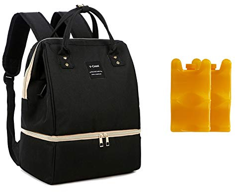 Zyorenc Bolsa Termica Biberon Leche Materna Nevera Isotermica Porta Biberones Bebe, 2 Bolsas de Hielo Incluidas (Negro)
