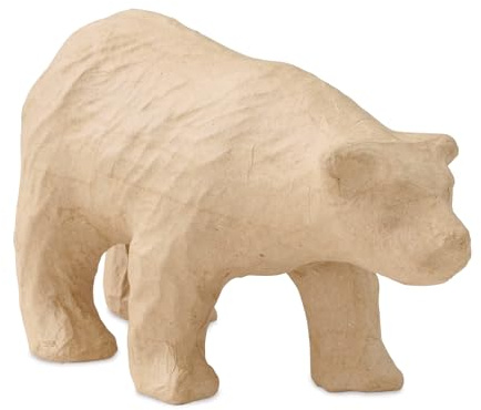 Décopatch SA220C - Brown pulped paper holder 22x8.5x11.5 cm, Polar bear - DIY - Customisable Décor - Completely Personalise - Creative + Leisure Activity