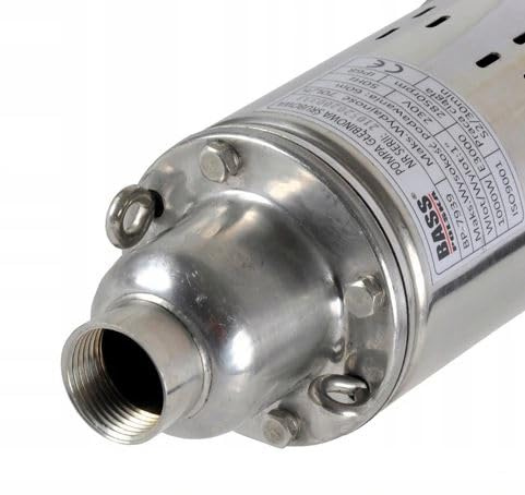 Bass Polska Pompe à vis pour puits profonds, 1000 W, 70 l/min, hauteur de refoulement de 60 m, diamètre 95 mm, 4 pouces, pompe de puits pour eau propre