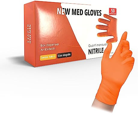 general merchandising Nitrilhandschuhe Orange Diamond Grip – 50 Stück (Größe L) | Einweghandschuhe Nitril puderfrei und extra stark | Rutschfest für Werkstatt, Industrie und Haushalt