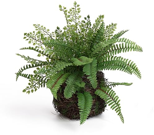 Blanca Rosana Artificial Boston Fern Plants Bushes Faux Plants Shrubs Greenery for House, Office, Garden, Inddor and Outdoor Decor (Standard)