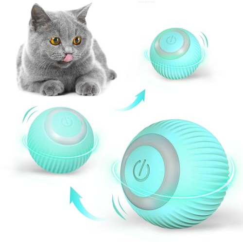 NEOVSUNY Interaktives Ballspielzeug für Katzen, Kugel mit LED-Licht, intelligentes Katzenspielzeug für den Innenbereich, automatisches Rollen für Hunde, Kätzchen, automatische Rotation um 360 Grad und