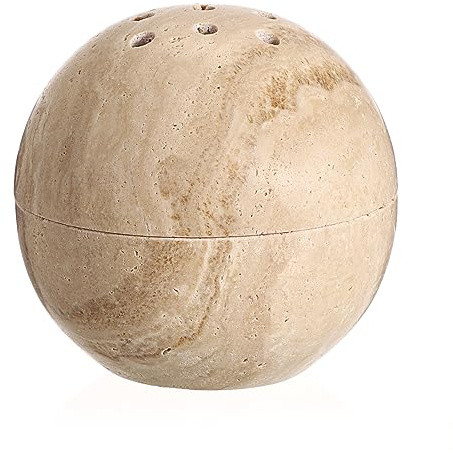 SUMNACON Quemador de incienso de mármol con tapa, soporte para incienso, cuenco para incienso, recipiente de incienso, decoración del hogar para dormitorio, yoga, salón, regalo, forma de bola, beige