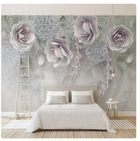 Benutzerdefinierte Fototapete 3D Stereo Lila Blumen Wandmalerei Wohnzimmer Sofa Schlafzimmer TV Hintergrundwand*150cmx105cm(59,1x41,3inch)