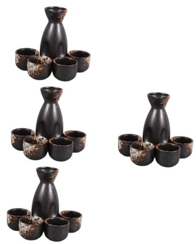 SOLUSTRE 4sets Sake Pottery Sake Kettle Tazze Resistente Temperature Per e Decorazioni Ristoranti