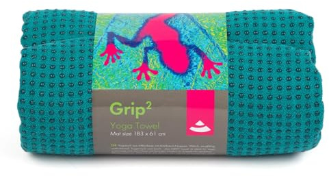 Bodhi Grip² Yoga Handtuch | Yogatuch mit Anti-Rutsch-Noppen | Rutschfestes Mikrofasertuch | Hot Yoga Towel | Antibakterielles Trainingshandtuch | Yogamattenauflage | Jungle Green