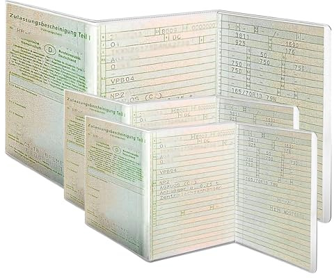 Ugozen 3-stückige Transparente PVC-Fahrzeugschein-Hülle - Robust, Schmutzabweisend, Passgenau - Made in France