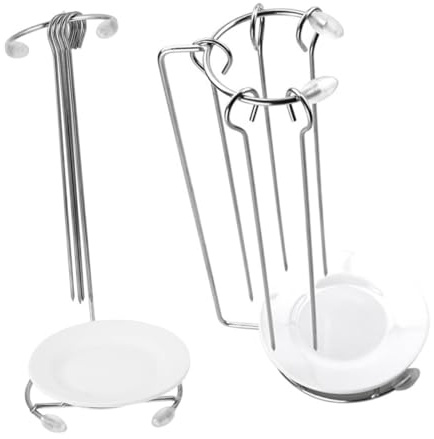 AKOOSY 2 Ensembles Support Suspendu Acier Inoxydable pour Brochettes Barbecue Lot Porte Aiguilles et Plateau Récupérateur Dhuile Ergonomique pour Viande et Fête Barbecue