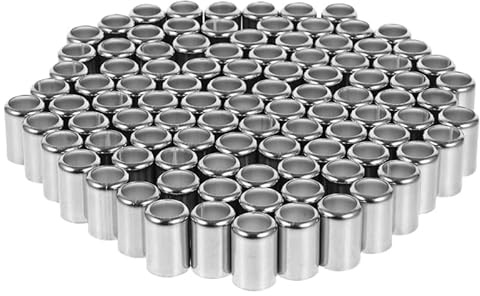 SEWACC 100pcs Stainless Steel Hose Ferrules Hydraulic Hose End Fittings High Pressure Sleeve Pipe Crimp Connector Crimp Sleeve for Sprayer Hoses Air Lines Pipe Repair