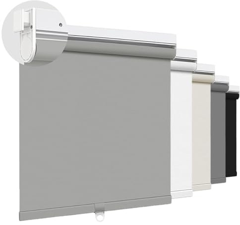 Cordless Blackout Roller Shades Roller Blinds Pull Down Shades for Windows No Drill Easy Install Thermal Insulated UV Protection Room Darkening Window Covers for Home Bedroom Office(Gray,Custom Size)