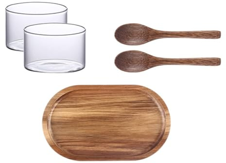 OSOLADY Japanese Style Serving Plate Wooden Tray 11.8x7.9x1.6inch Wood Glass Material Stable Longevity Safety Family Dinners Special Parties