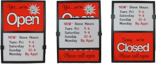 Open Closed Message Slider Board Sign, 14x20 (Red w/Sun)
