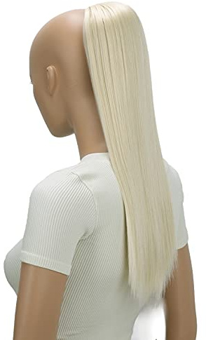 CAISHA 55cm Hårstycke Fläta Hästsvans Hårförlängning Rak Platinablond PH514