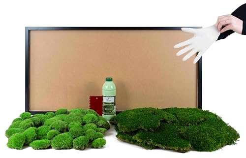 DIY Moosbild selber Machen, Wandbilder selber kleben, Moosbilder selber gestalten, Do it Yourself Set Moos kleben Wanddeko selbst herstellen (Schwarz, 110x55 cm)