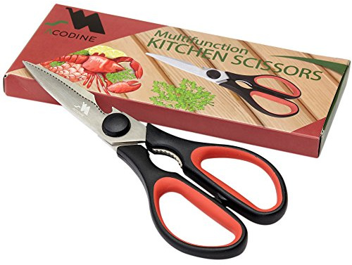 Heavy Duty Kitchen Shears -Take Apart Stainless Steel Blades, Comfort Rubber Grip Handles with Bottle Opener and Nutcracker - Multipurpose Scissors for Chicken, Meat Fish and Herbs - Acodine