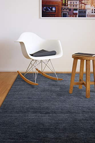 floor factory Gabbeh Teppich Karma anthrazit grau 200x200 cm - handgefertigt aus 100% Schurwolle