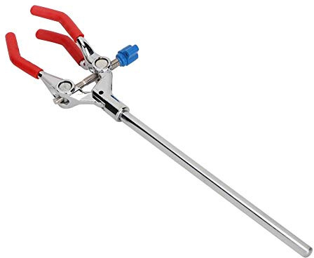 Adjustable Three Prong Flask Clamp, 11 Inch Rubber Coated Condenser Holder Multipurpose Extension Clamp Accessory for Laboratory Glassware Retort Stand