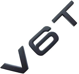 MCK Auto Kotflügel-Emblem V6T, für vorne oder hinten, Aufkleber, glänzend Schwarz