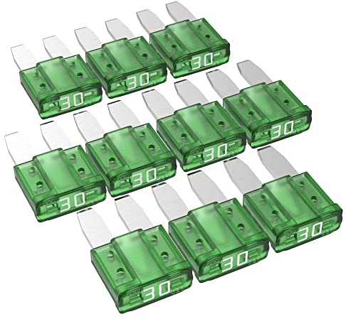 AUPROTEC Micro 2 Kfz Flachstecksicherungen 30A Ampere grün, 10 Stück | 12V-/32V-Fahrzeug-Elektrik, Micro-OTO-II, ISO 8820-12