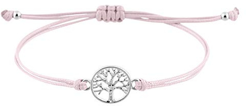 StarAppeal Lebensbaum Freundschafts Armband mit Perlen in Silber und Gold, Größenverstellbar, Mädchen, Damen, Handmade (Rosa-Silber)