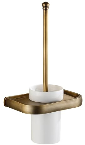 Brosse WC,Brosse de Toilettes Brosse For Toilettes Porte En Laiton Massif Base Laiton Antique Coupe En Céramique / / Or Rose D'or/Bronze Huilé-Noir Brosse de toilette (Color : Antique)