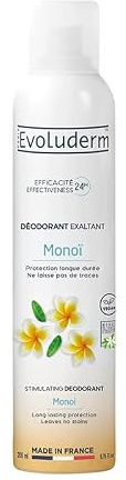 EVOLUDERM - Déodorant Exaltant Monoï à la Folie - 200 ml - 0% de Sels d'Aluminium - Végan - Fabrication Française