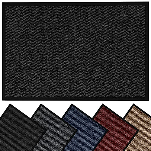 HOUSEGADS Door Mats Indoor And Outdoor Rugs - Anti-Slip Door Mat Carpet - Non Slip Outdoor Rubber Mat - Washable Indoor Floor Mats - Kitchen Mat Non Slip Rugs (Black, 40 X 60)
