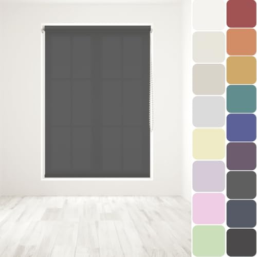 Straight Edge Dim-Out Roller Blind - Easy Fit Home Office - 120cm Width x 160cm Width Drop - Dark Grey