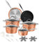 Topfset, Scheffler Topfset Induktion 15-teilig, Induktions Töpfe Set, Töpfe mit Glasdeckel, Kochtopf-Set, Töpfe und Pfannen, Induktionsgeeignet, Edelstahl Griff-Copper