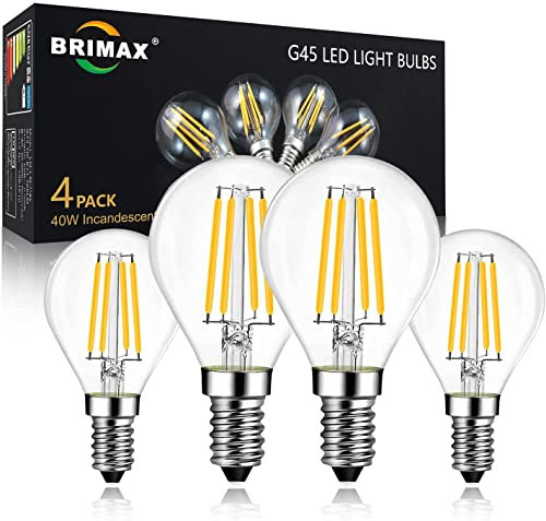 BRIMAX E14 LED Dimmbare Glühbirnen, 2700K Warmweiss, 6W (ersetzt 60 Watt), 600 Lumen, AC220-240V, G45 Kleine Klar Glass Filament Leuchtmittel für Deckenlampen, Wandlampen, Kronleuchter, Tischlampen