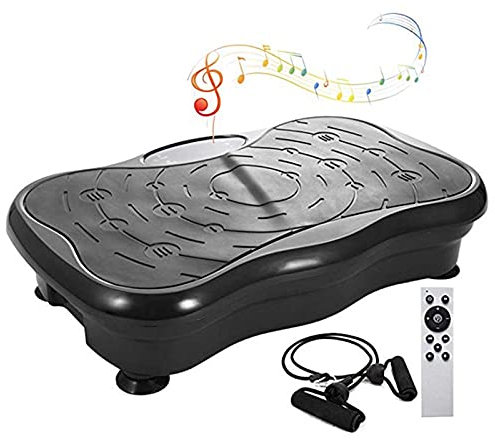 Samnuerly Placas de Potencia de vibración, máquina de Placa de vibración con Altavoz Bluetooth, Control Remoto, 2 Bandas de Resistencia, Entrenador de Fitness de vibración para pérdida de Peso y Tono