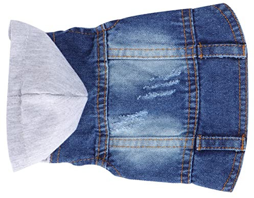 iplusmile Hundeweste Hundekleidung Jeansjacke mit Weißer Gestrickter Kapuze Ärmellose Denim Hundejacke für Kleine und Große Hunde Geeignet für Frühling Sommer Herbst Haustierkleidung Xs Weiß