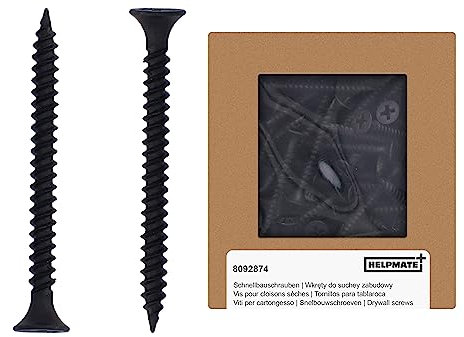 HELPMATE Tornillo de montaje rápido 3,9 x 45 mm, fosfatado, PH2, 200 unidades, rosca fina, subconstruncción, tornillos para paneles de yeso, tornillos para yeso, cabeza de trompeta, perfiles en U,