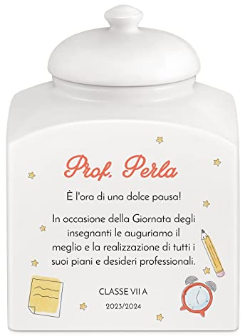Maverton Biscottiera in ceramica, stampa personalizzata | Barattolo da cucina 3 L, protezione ermetica del barattolo per dolci, pensiero speciale per la donna, stelline
