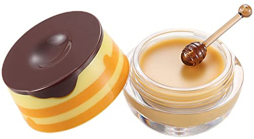 Honey Lip Balm Beeswax, Moisturising Lip Balm Overnight Lip Treatments with E & Peppermint Oil, Delicate Honey Lip Film with Lip Brush Intense Lip Repair with Ceramides & Ultra-Conditioning