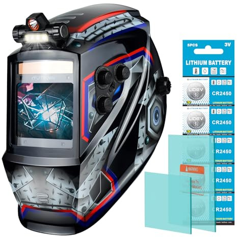 TRQWH Welding Helmet Auto Darkening - Large Viewing True Color Solar Powered Welding Hood with 4 Arc Sensor Adjustable Wide Shade Range 4~5-8/9-13 Welder Mask for TIG MIG ARC Weld Plasma Cut Grinding