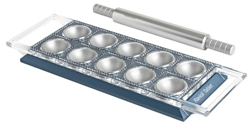 Marcato Ravioli Tablet. Blaue Ravioli-Form. Eloxiertes Aluminium. 20 x 10 x 2 cm. Einfache Vorbereitung. Elegantes Design